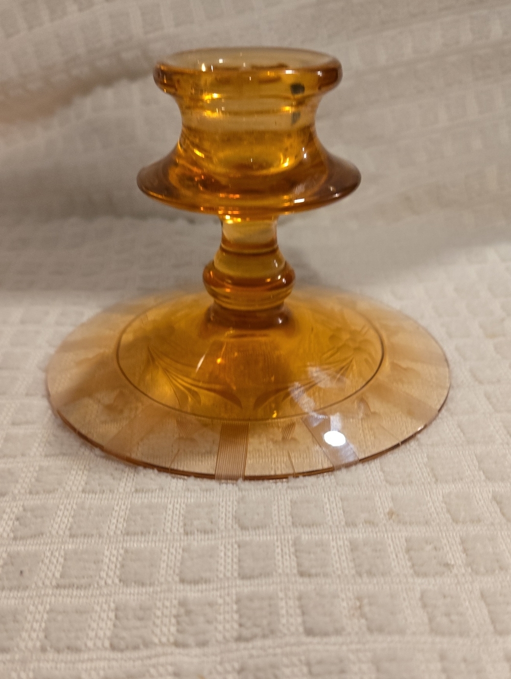 Vintage Fostoria Amber Elegant Glass Candlestick Holder - June Pattern